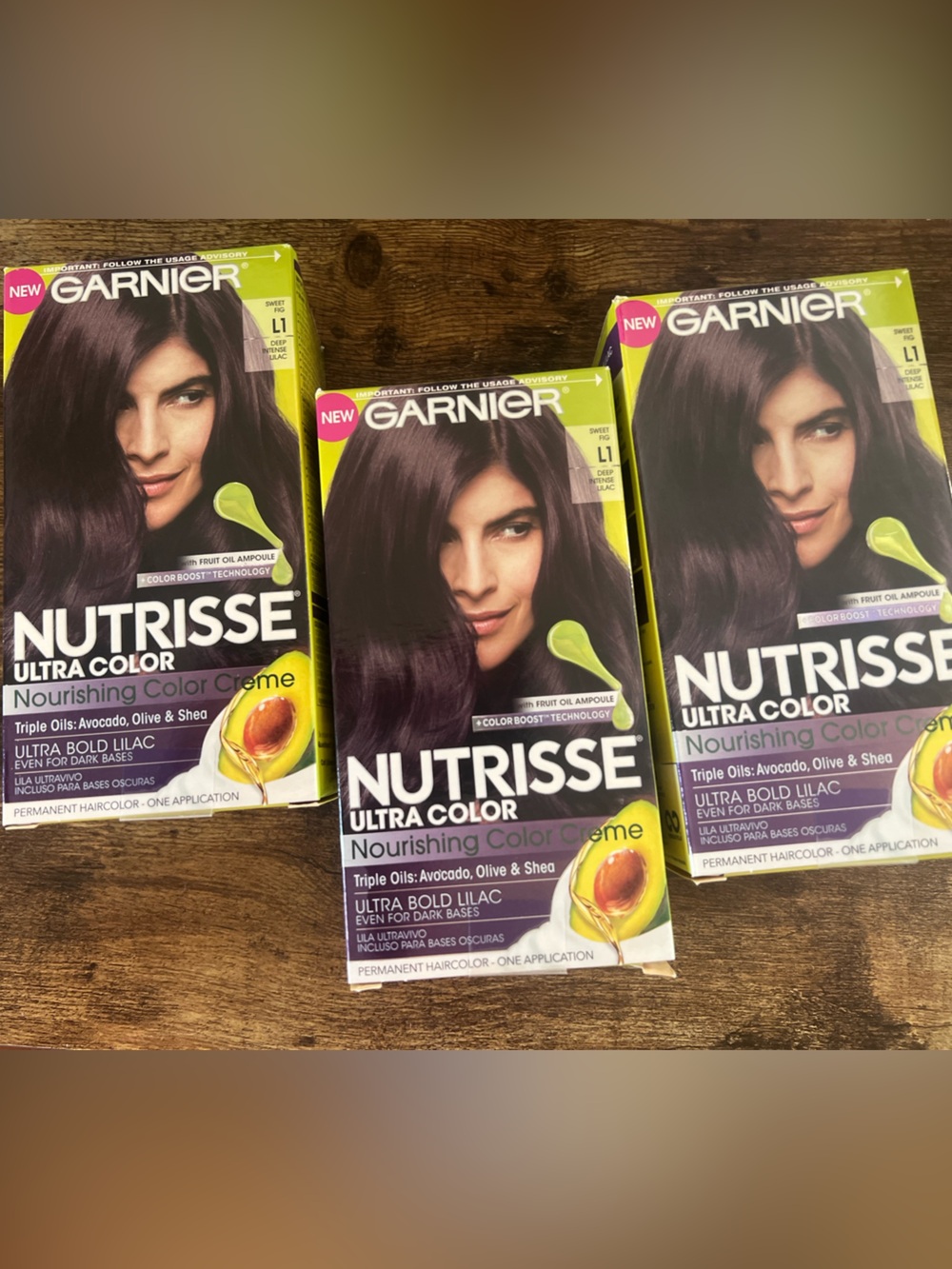 Bundle 3 Garnier Nutrisse Ultra Color Nourishing Hair Color Crème L1 Sweet Fig‎